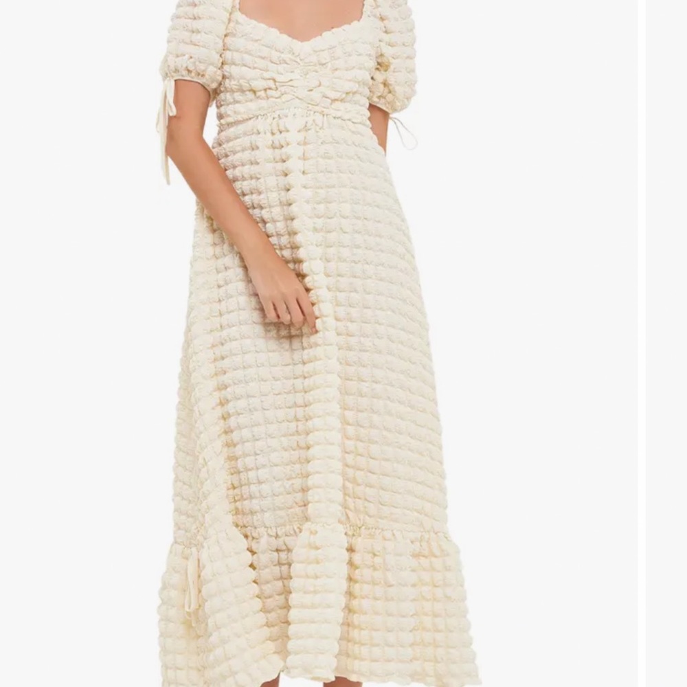 Nordstrom Cream Textured Midi Dress